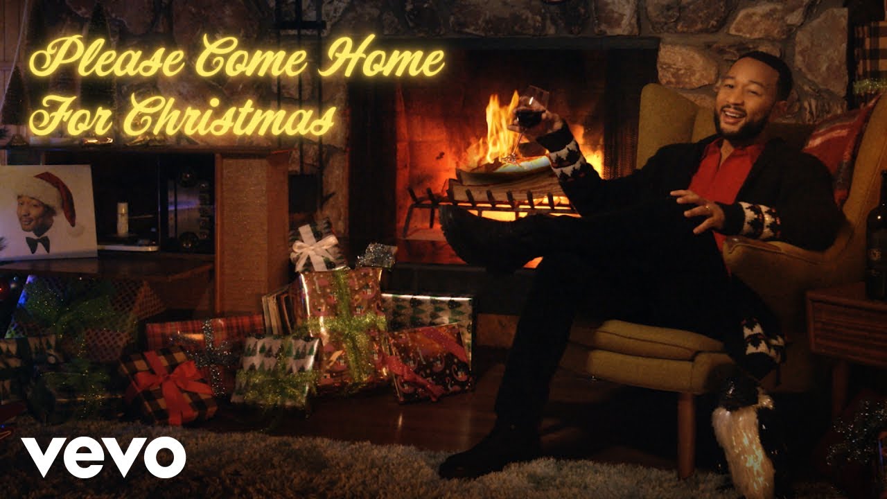 John Legend - Please Come Home For Christmas (Yule Log Video)