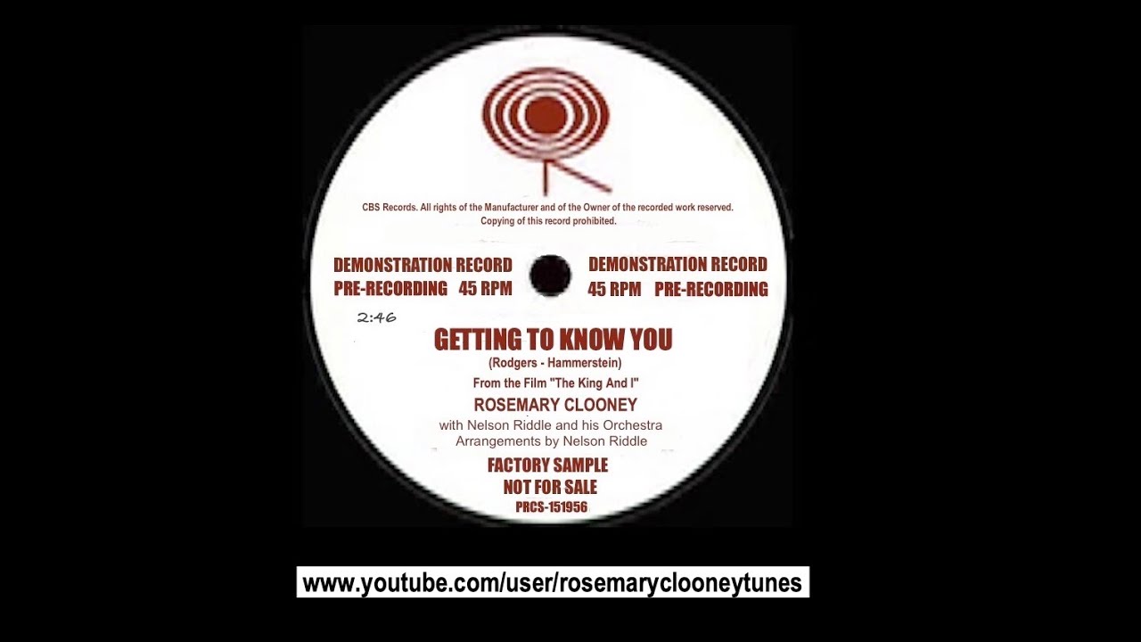Rosemary Clooney  - Getting To Know You  ©1956 (previously unreleased recording)