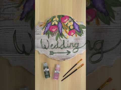 DIY Painted Wedding Directional Sign with FolkArt