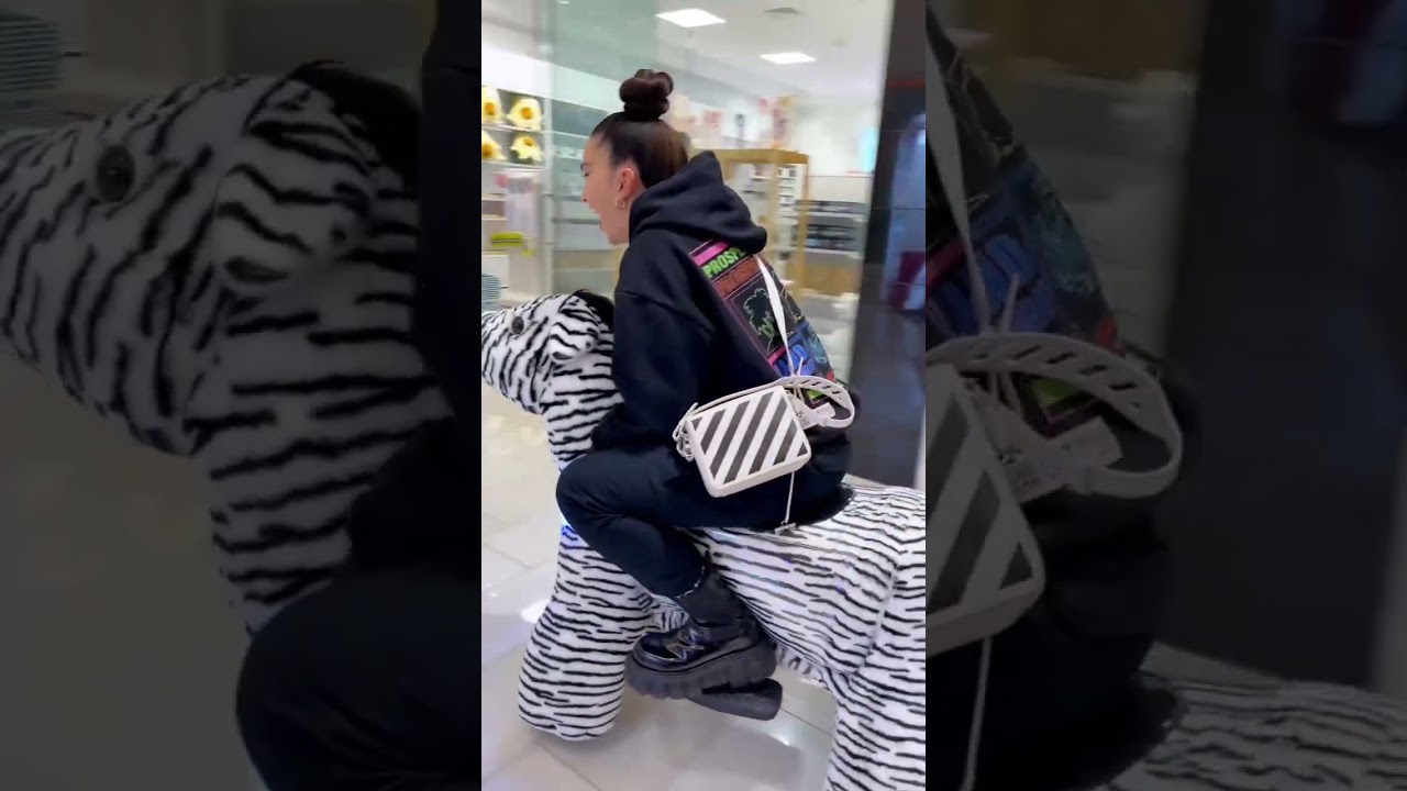 Enisa Zooming through the mall on a zebra 😂🦓