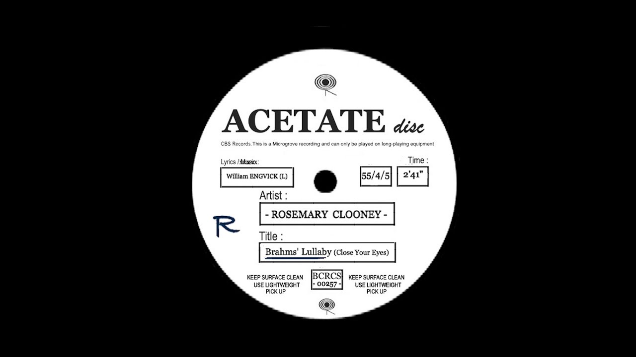 Rosemary Clooney - Brahms' Lullaby (Close Your Eyes) ©1955  Acetate