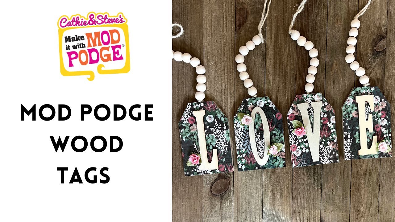 How to Mod Podge Natural Wood Tags for Valentine’s Day