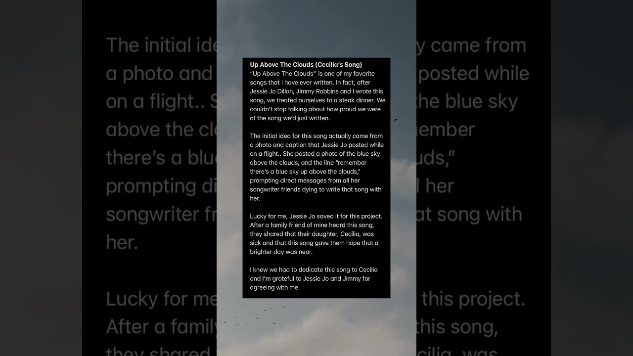 "Up Above The Clouds (Cecilia's Song)" is dedicated to Cecilia! #brandyclark #shorts