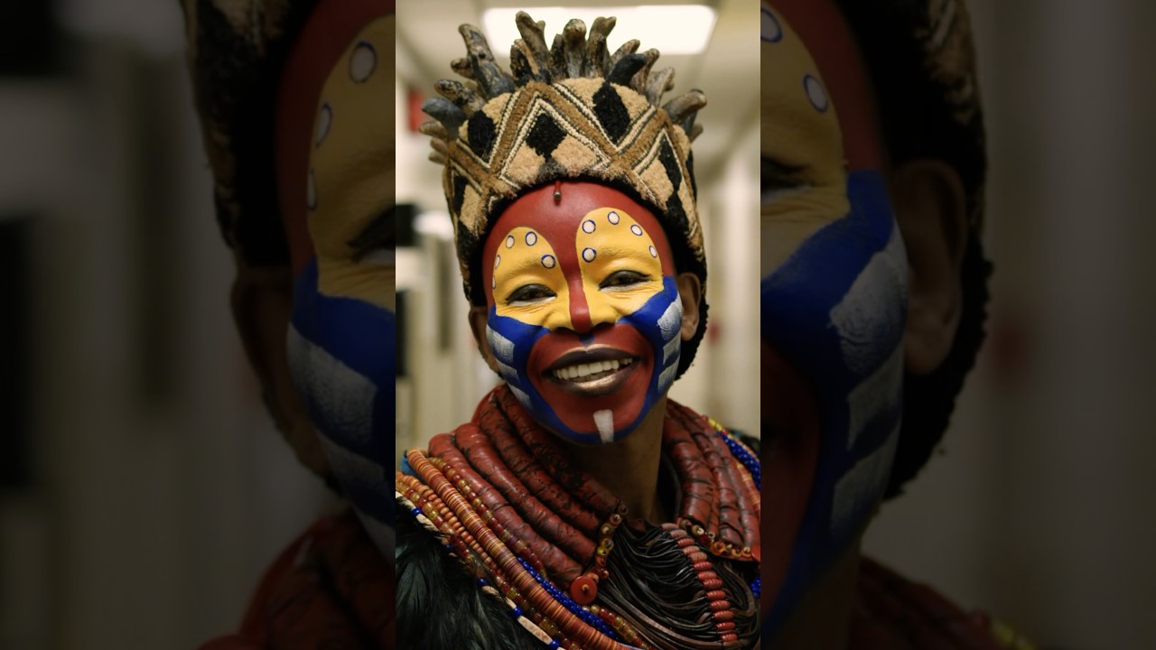 Watch as Rafiki’s colorful, mandril-inspired makeup comes to life! 🦁 #Broadway #TheLionKing
