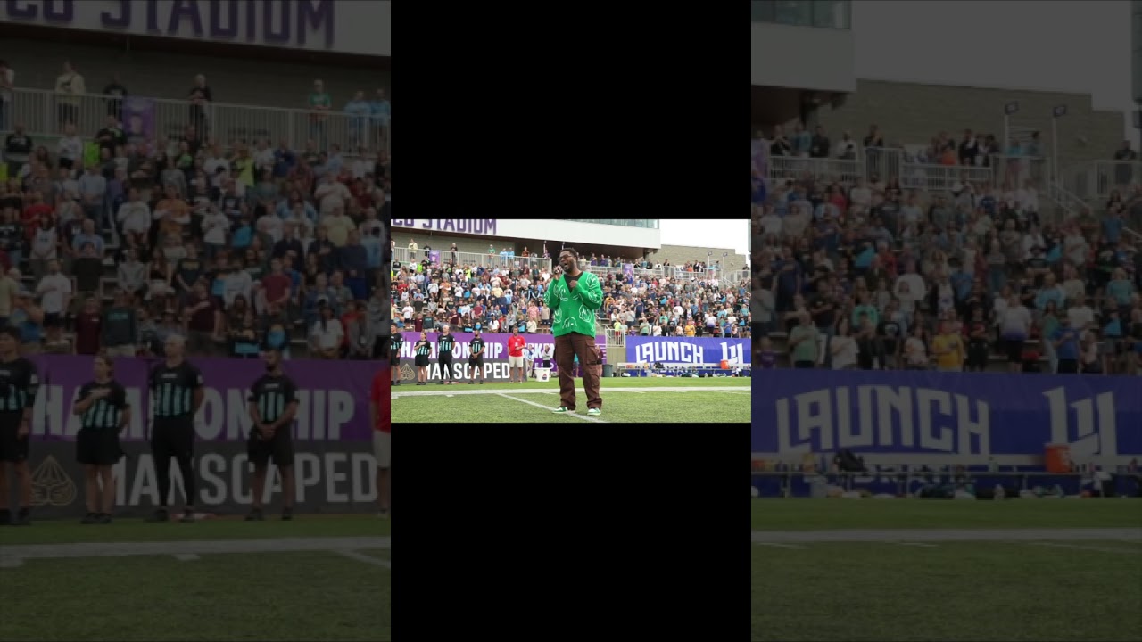 Jovonta Patton singing The National Anthem at AUDL Championship Game 2023