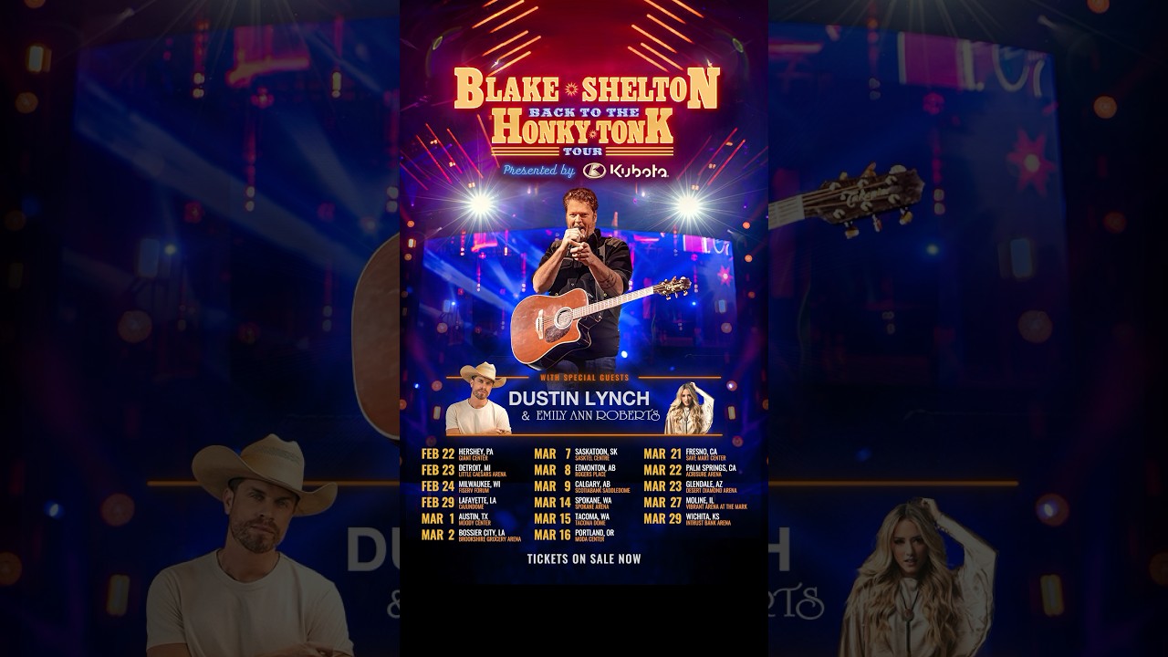 ONE MONTH until we go #BackToTheHonkyTonk!!! Get tickets at blakeshelton.com. #tour #countrymusic