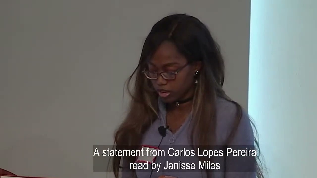 Message from Carlos Lopes Pereira, read by Janisse Miles