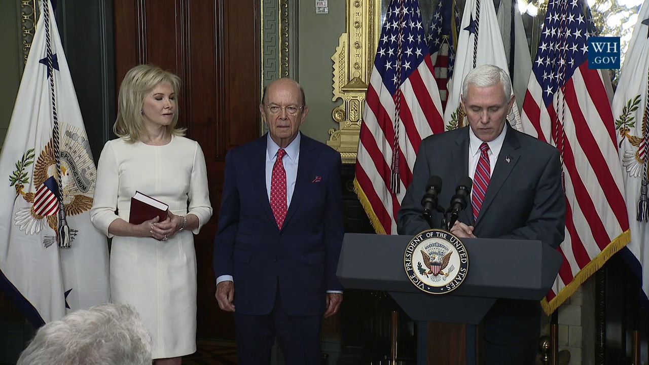 Vice President Pence Participates in a Swearing-In Ceremony for Secretary of Commerce Wilbur Ross