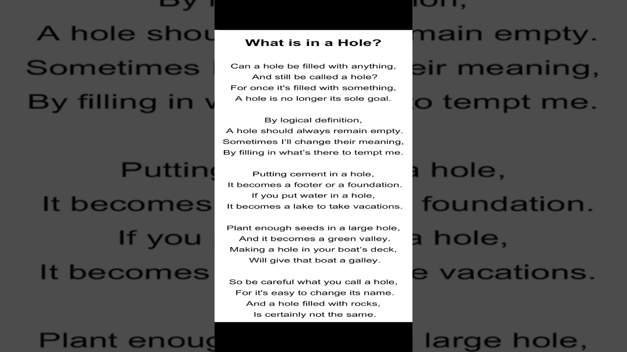 Check out my brand new poem what’s in a hole?
