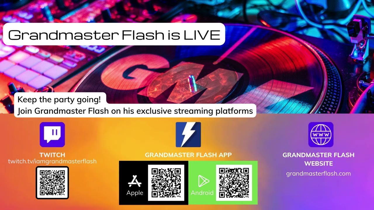 Grandmaster Flash is live! On Twitch & the Grandmaster Flash App