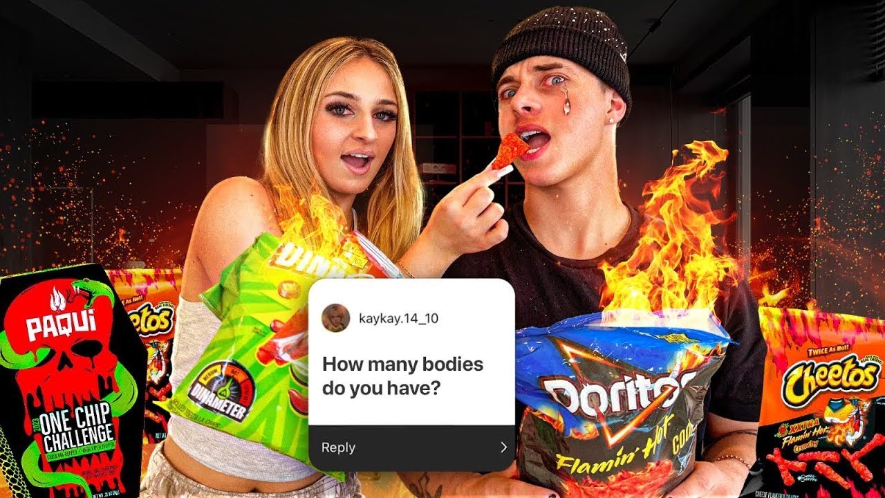 ANSWERING SPICY QUESTIONS EATING SPICY CHIPS! **Body Count Revealed**