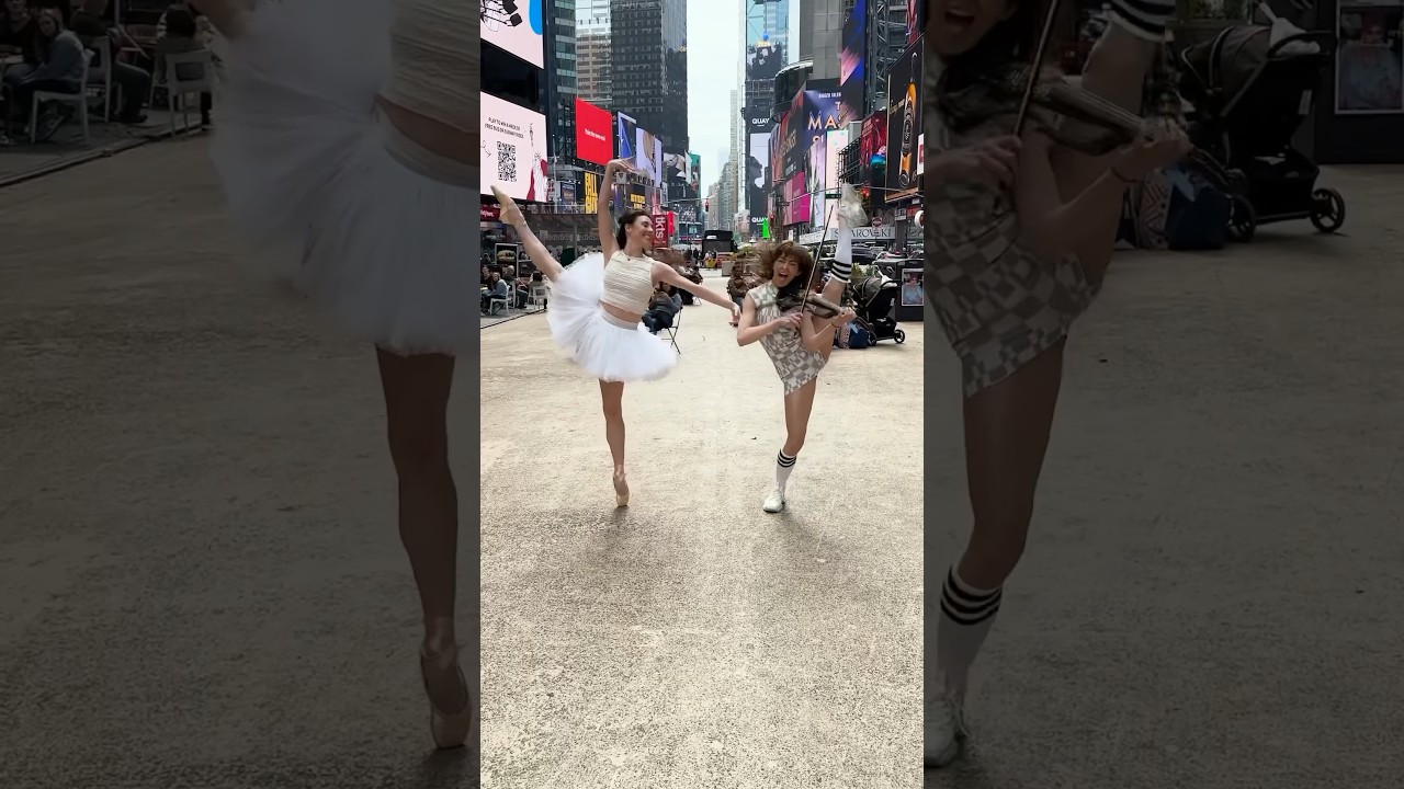 Toes & bows in Times Square w/ Tiler Peck 🩰 #ballerina #nyc #dancer