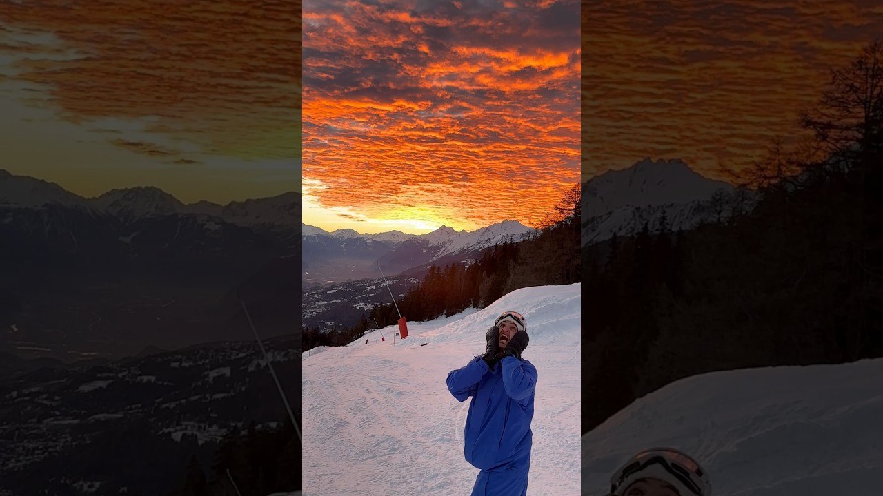 U N R E A L 😱🌅 #cransmontana #sunset #epic #orangesky #unreal #switzerland #inspiration #crazy