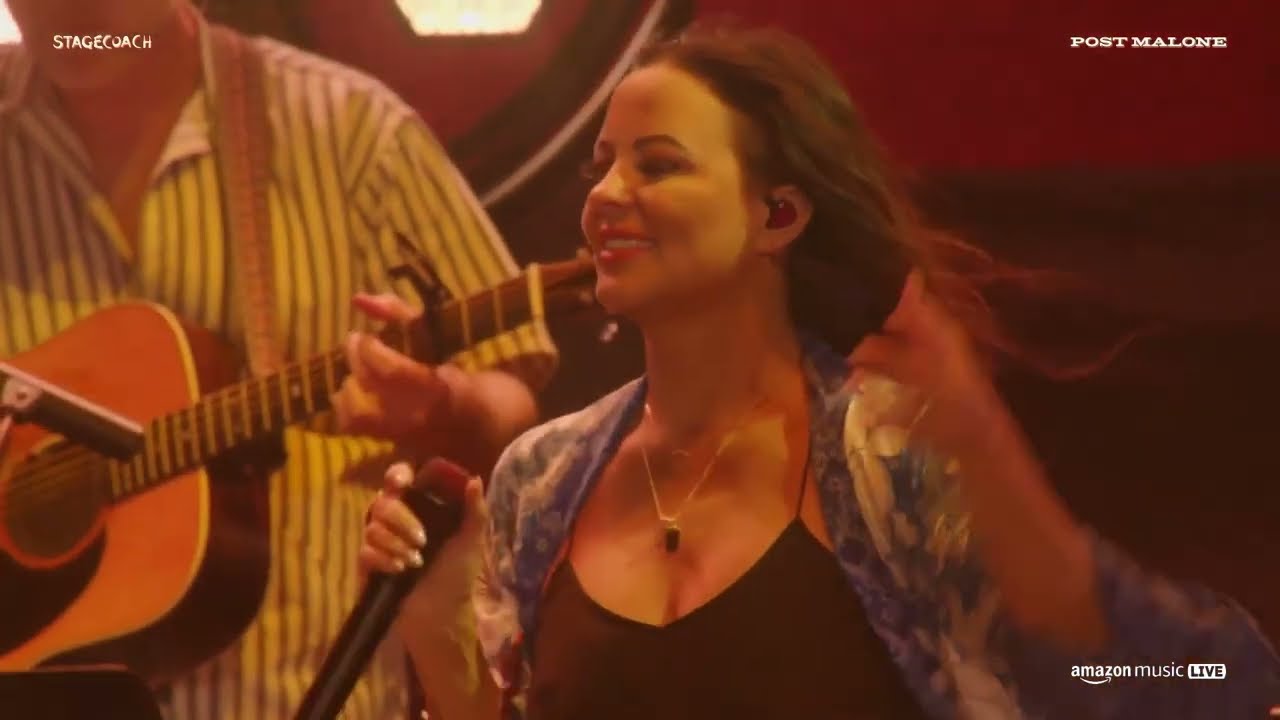 Sara Evans and Post Malone singing "Suds in the Bucket" at the 2024 Stagecoach Festival