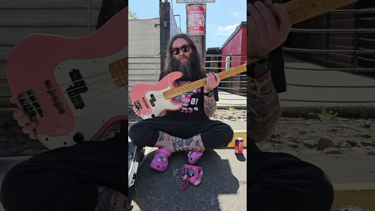 Big Deal celebrating 10 years with ESP guitars and his favorite bass - pinky! Cheers to more years!